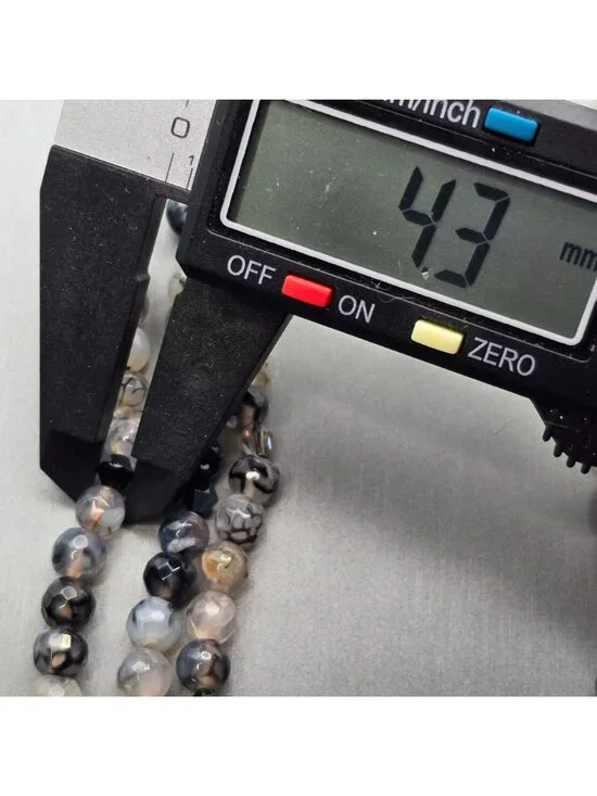 Multi-Strand Dragon Vein Agate Beaded Necklace 16" 925 Silver Clasp Undyed - Picture 11 of 13